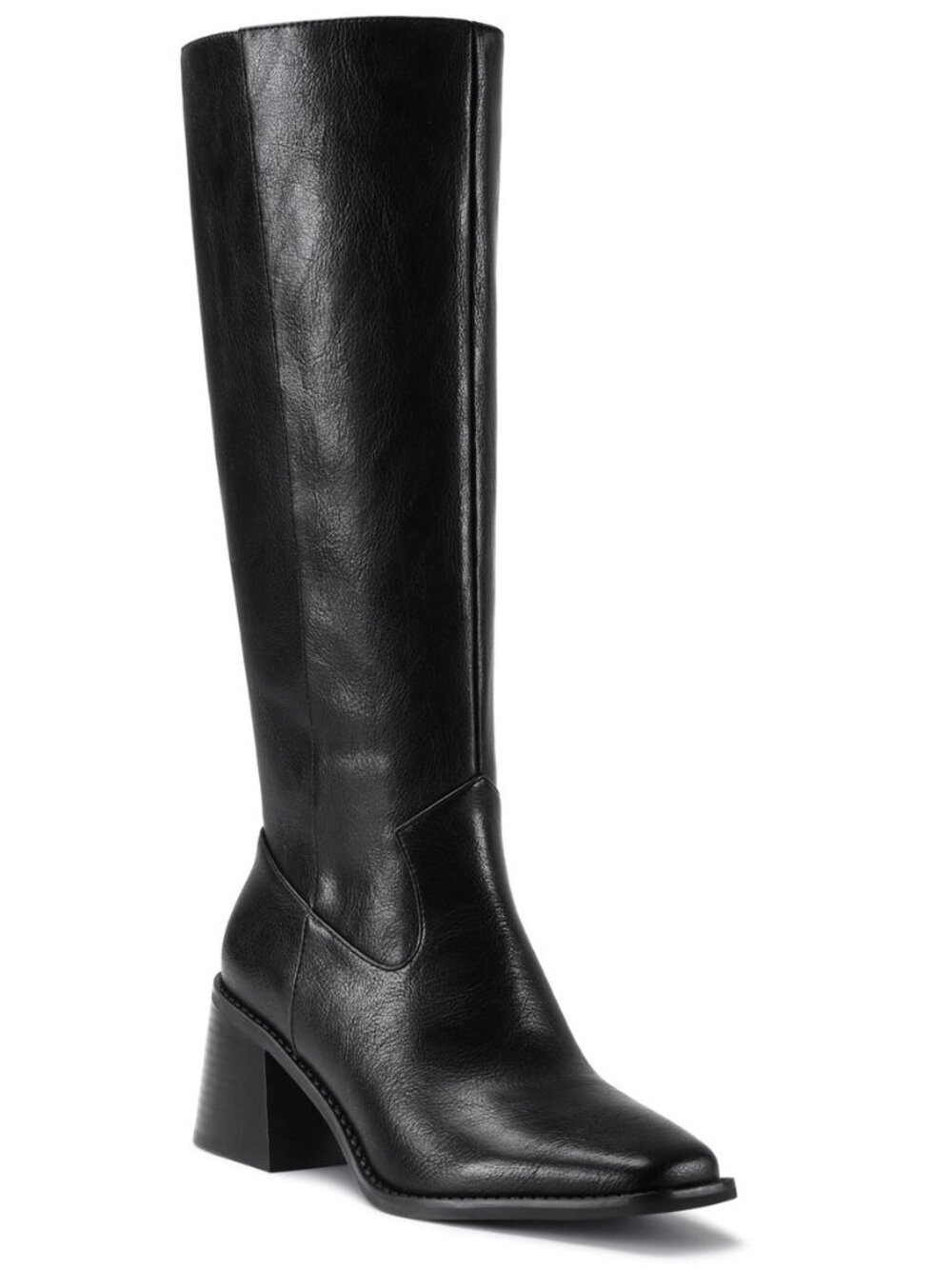 Square Toe Knee High Boots for Women Chunky Heel Tall Boots